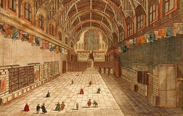Udsigt over indersiden af Westminster Hall (gravering) af English School