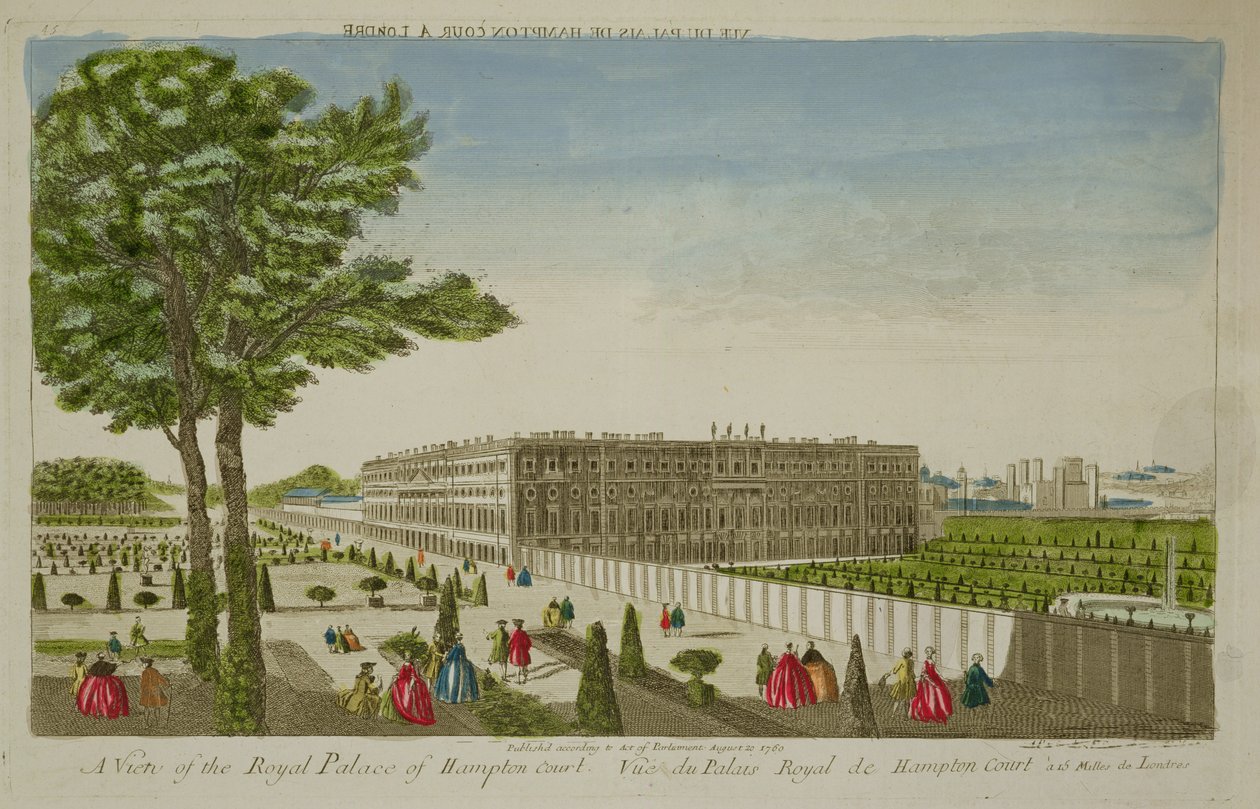 A View of the Royal Palace of Hampton Court, udgivet 1760 af English School
