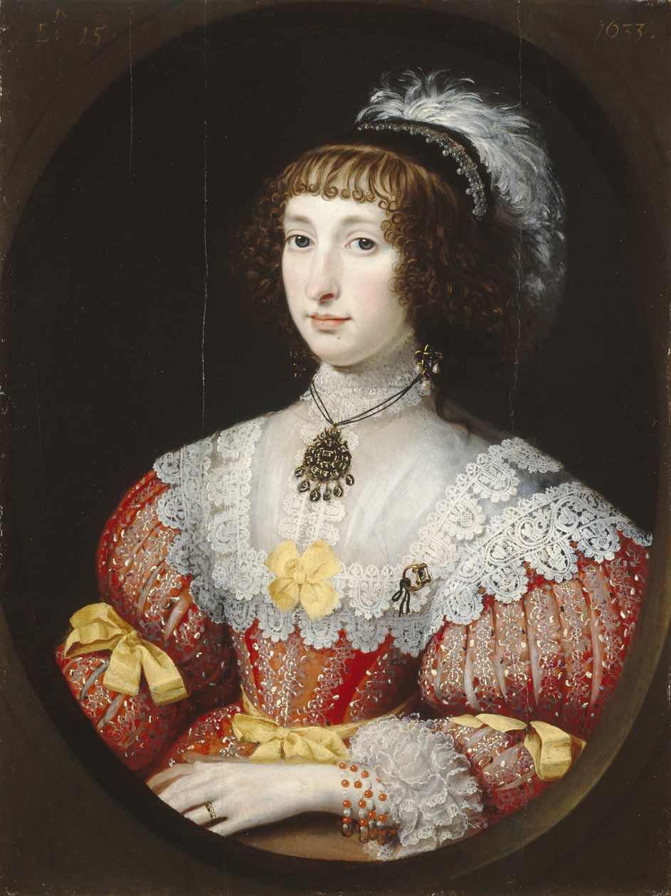 En ung Dame med en Plumed Hovedbeklædning af English School