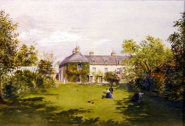 En landvilla, ca. 1840 (akvarel på papir) af English School