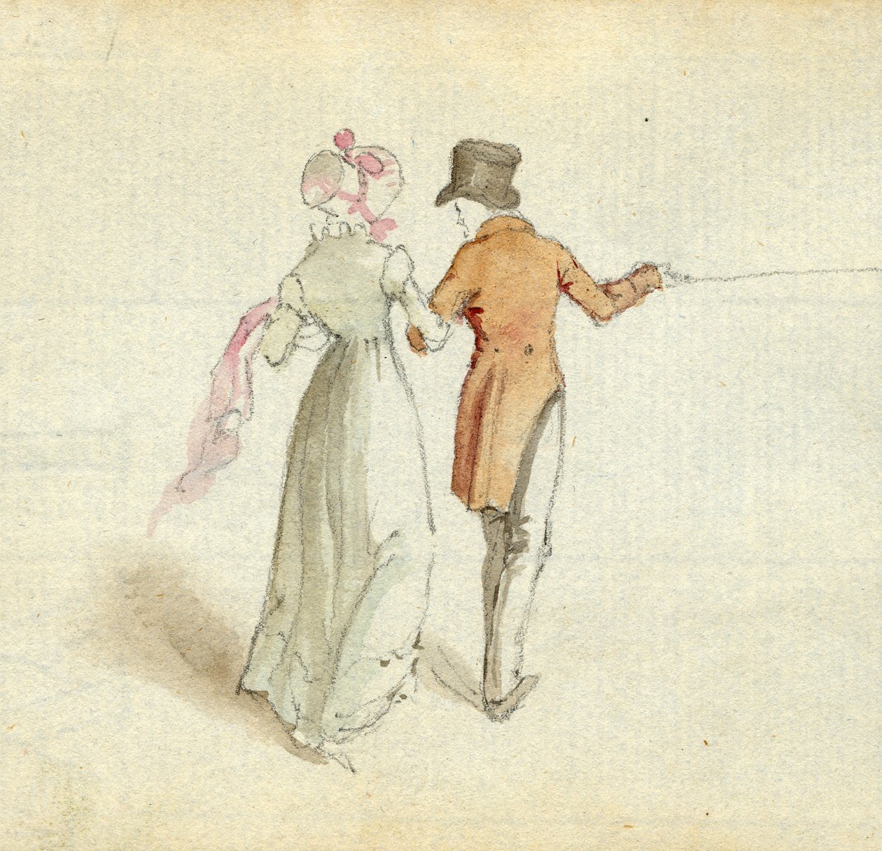 Et par spadseretur, ca. 1825 (wc på papir) af English School