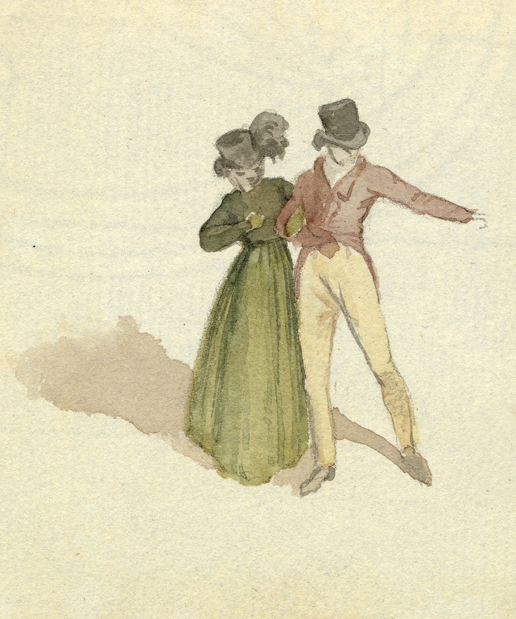 Et par spadseretur, ca. 1825 (wc på papir) af English School
