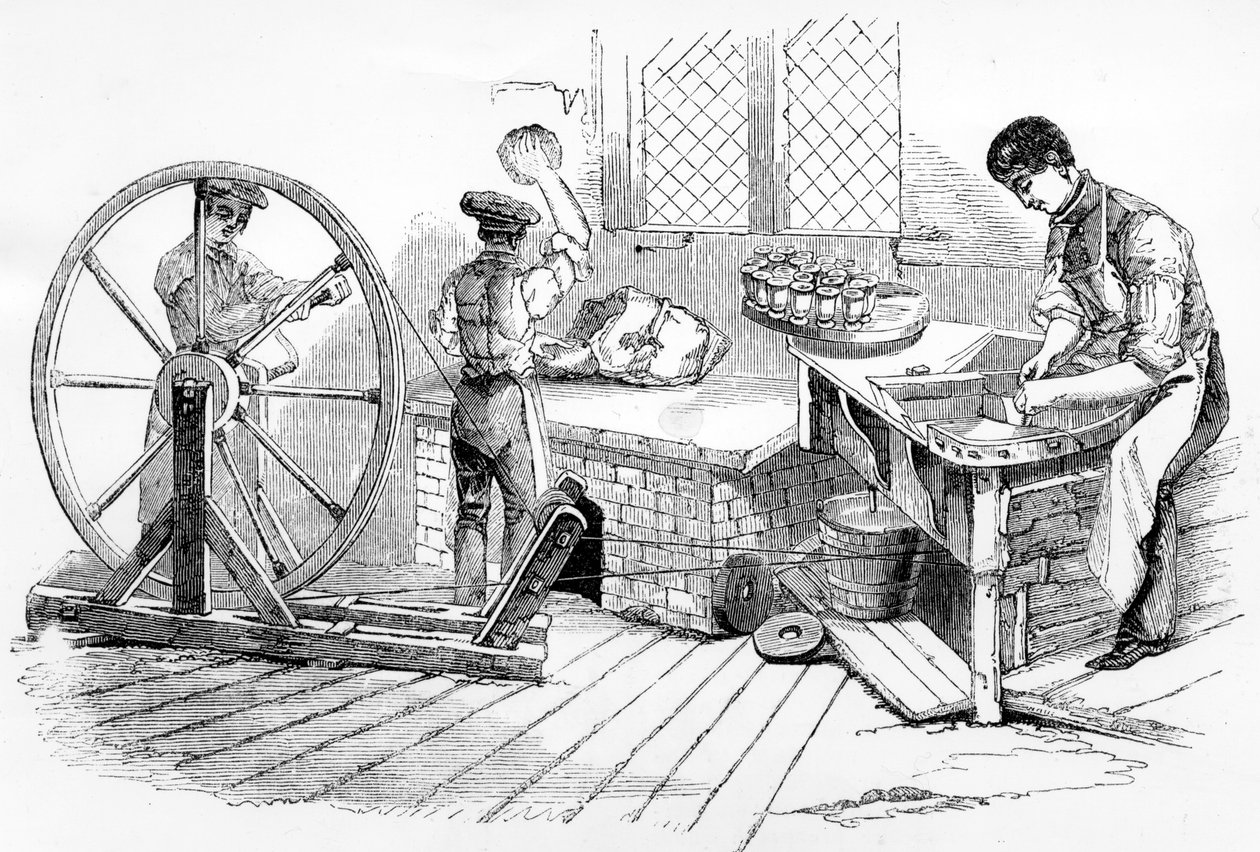 En dag på Royal Porcelain Works, Worcester, 1843 af English School