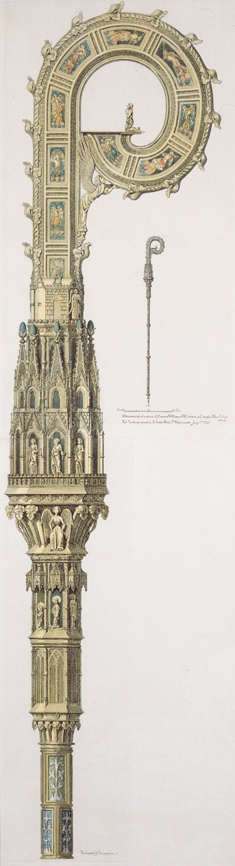 En geometrisk forhøjning af crozier af William of Wykeham (ca. 1320-1404) udgivet 1785 af English School