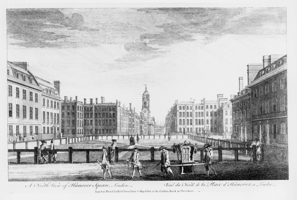 En nordlig udsigt over Hanover Square, London af English School