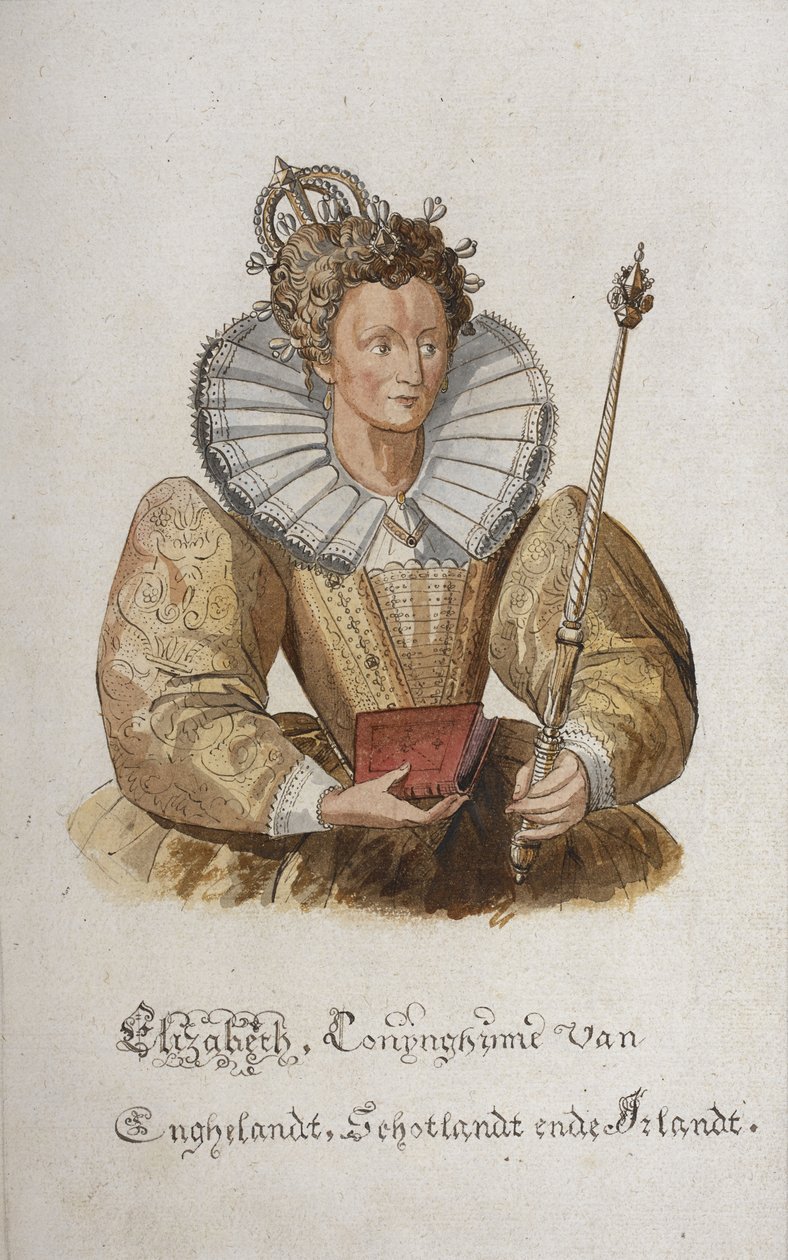 Et portræt af dronning Elizabeth I af England. af English School