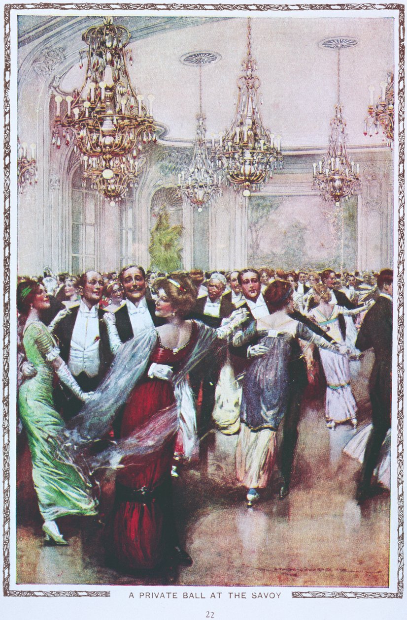 Et privat bal på Savoy Hotel, London, begyndelsen af det tyvende århundrede af English School