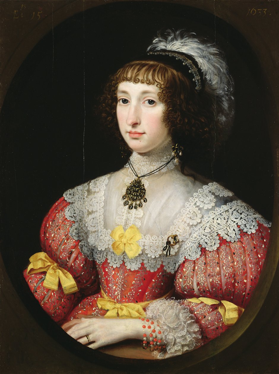 En ung Dame med en Plumed Hovedbeklædning af English School