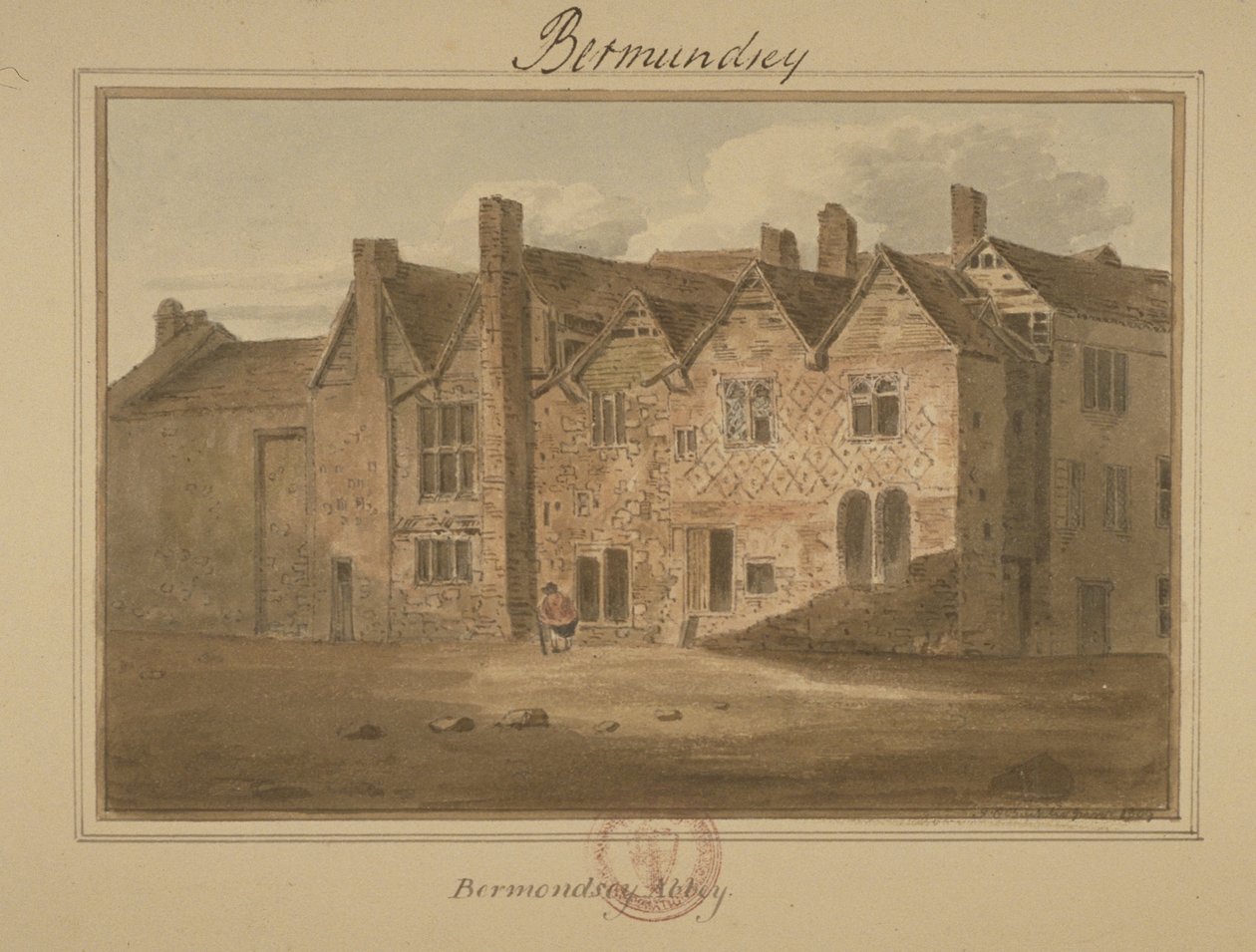 Abbey of St Saviour, Bermondsey, 1809 (wc på papir) af English School