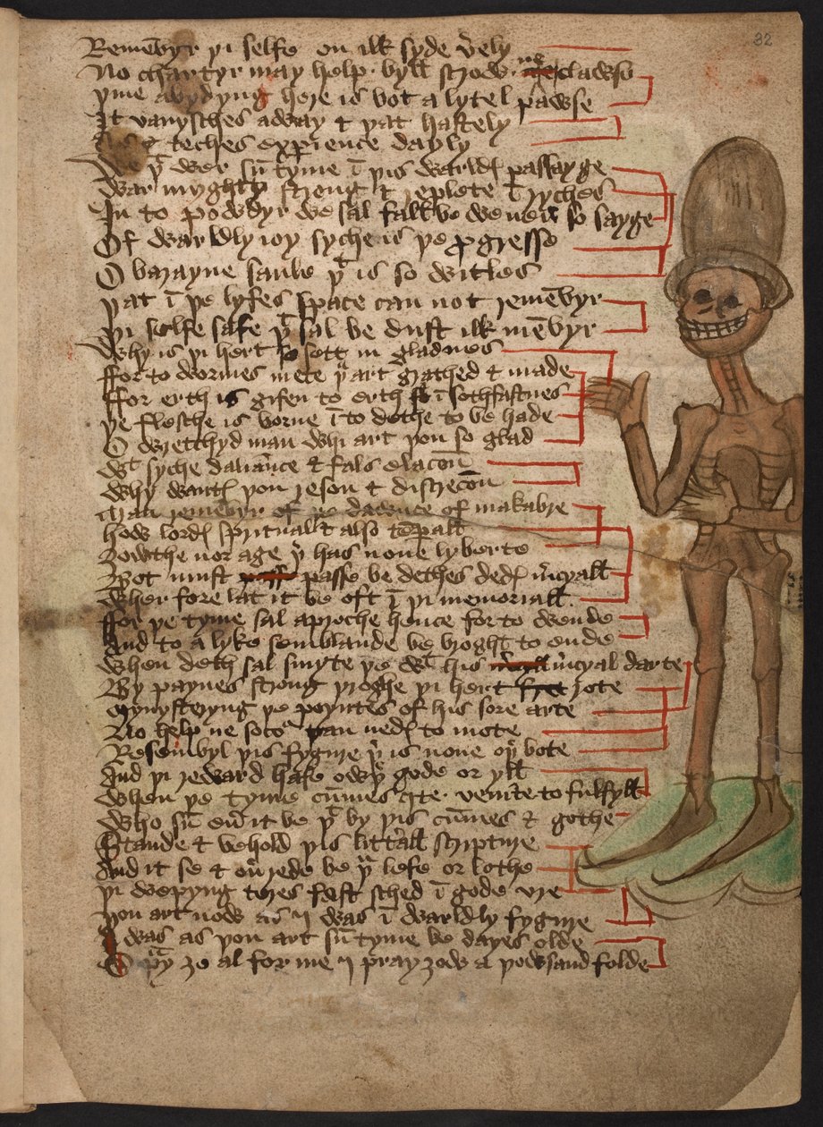 Tilføj 37049 f.32 Marginalbillede af et grinende skelet, der vinker og bærer en høj hat, der illustrerer 