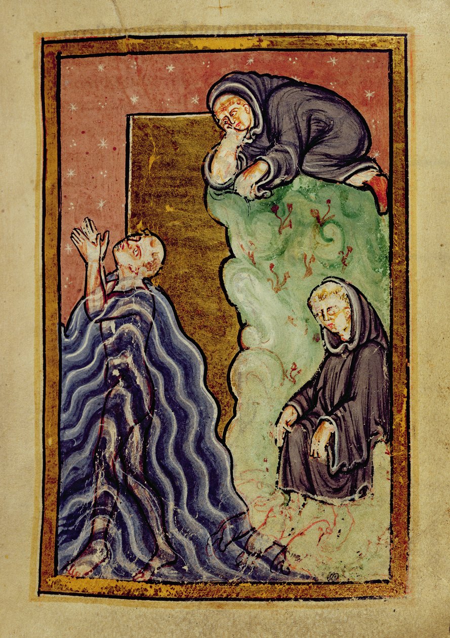 Tilføj 39943 f.24 St. Cuthbert, der beder i havet observeret af en munk, og får sine fødder tørret af havoddere, fra 