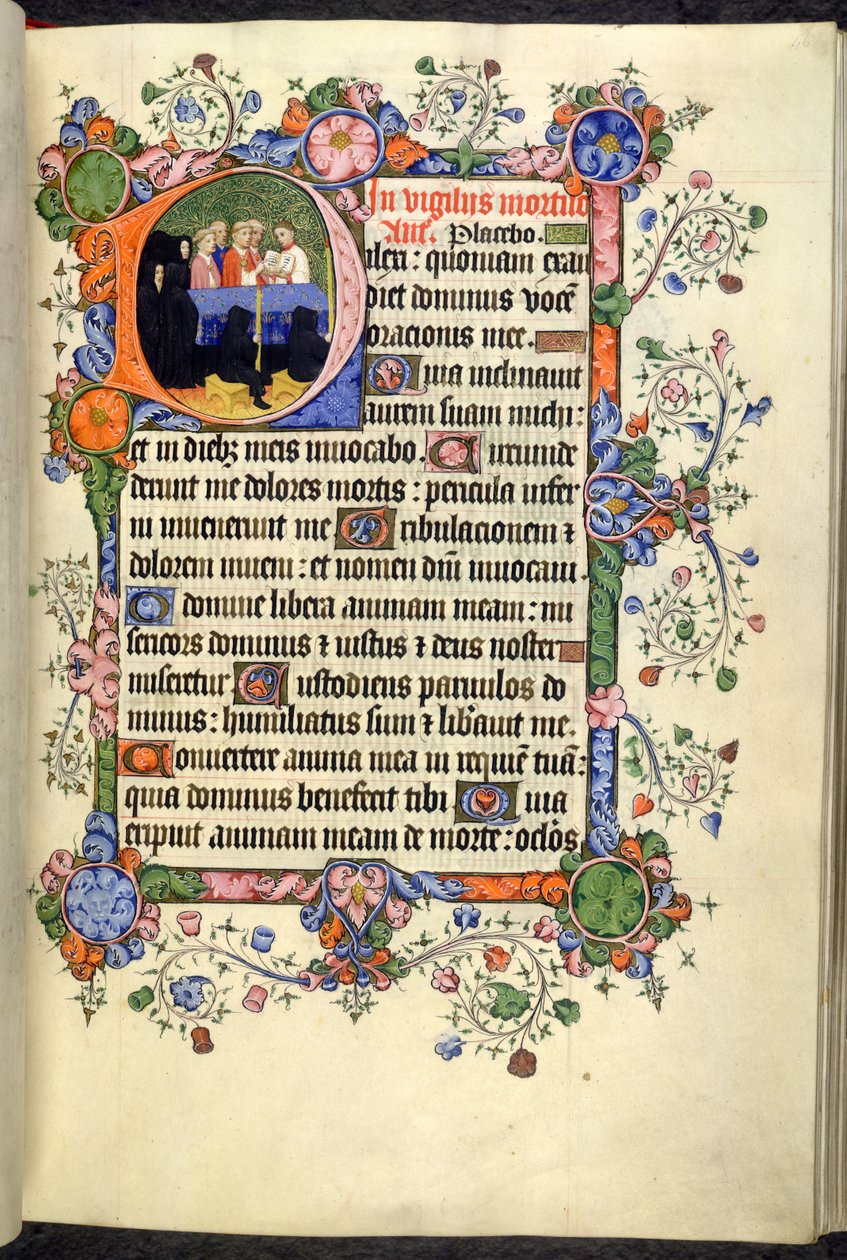 Tilføje. 42131 f.46r, Vigils of the Dead (Office of the Dead), med gotiske quadrata, fra Bedford Hours and Psalter af English School