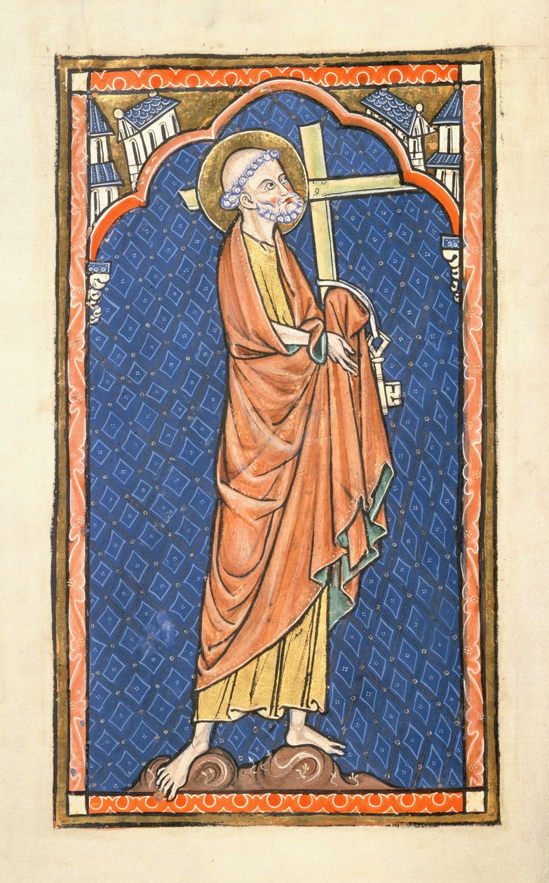 Tilføj 50000 f.7v St. Peter, fra Oscott Psalter, ca. 1270 (vellum) af English School