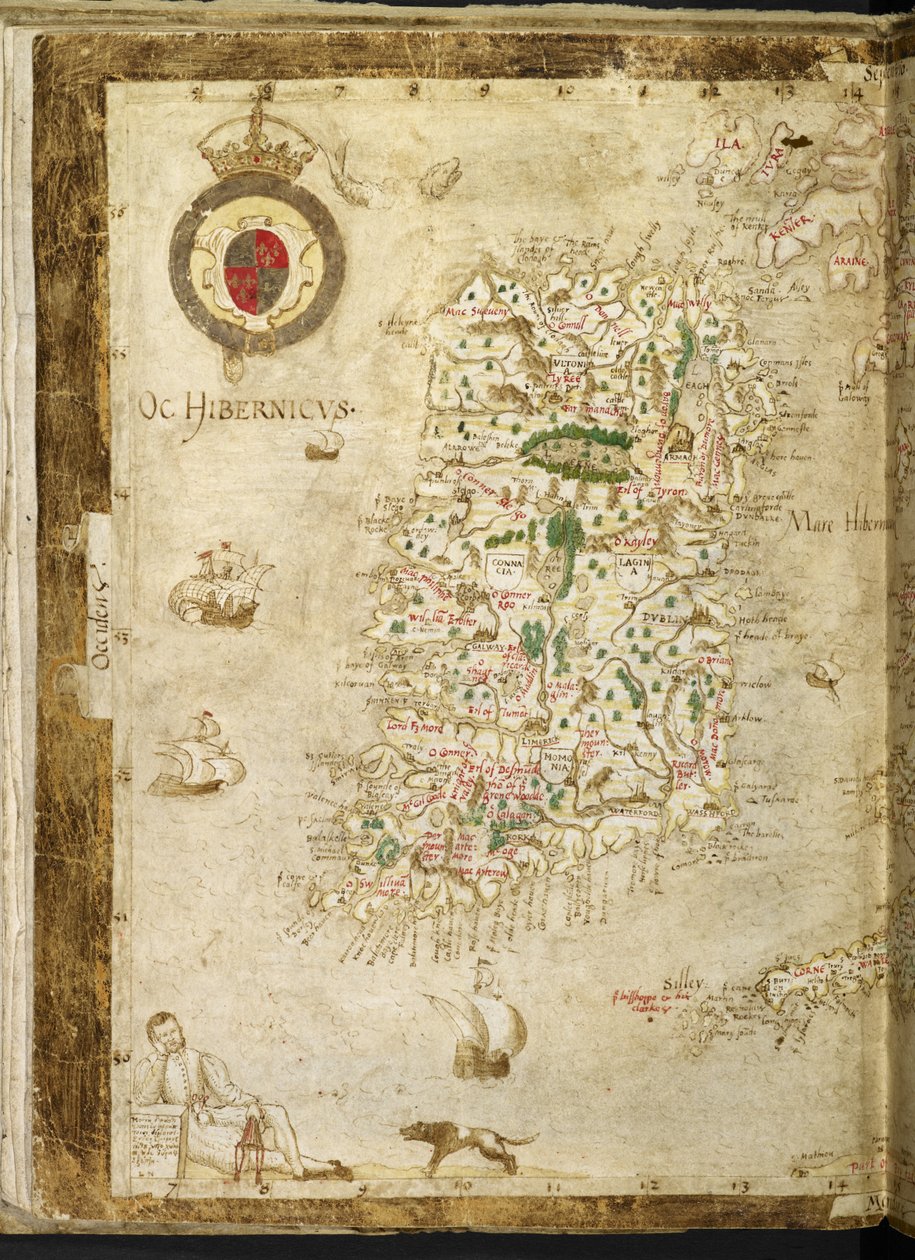 Tilføje. 62540, ff.3v-4, Kort over Storbritannien og Irland, fra 