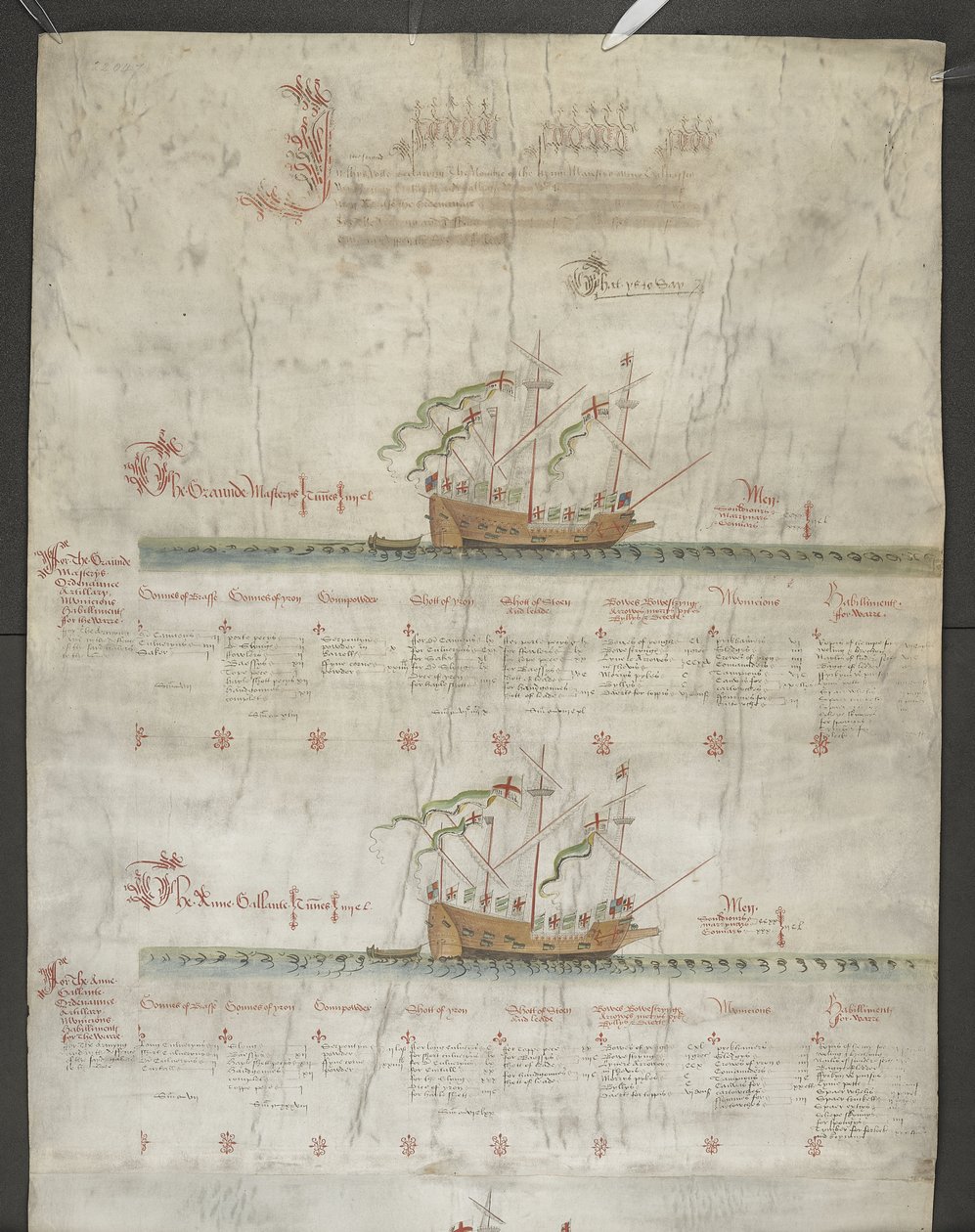 Tilføj MS 22047 f.1r, The galleass Grand Mistress og Anne Gallant, fra 