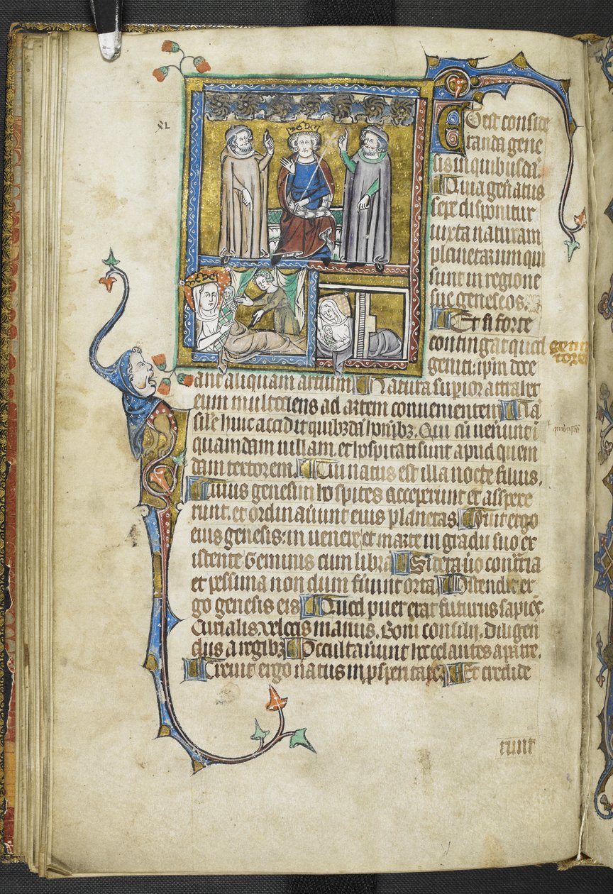 Tilføj MS 47680 F.31V Alexander med to astrologer, der peger på stjernerne med en dronning og en kvinde med nyfødte babyer, fra 