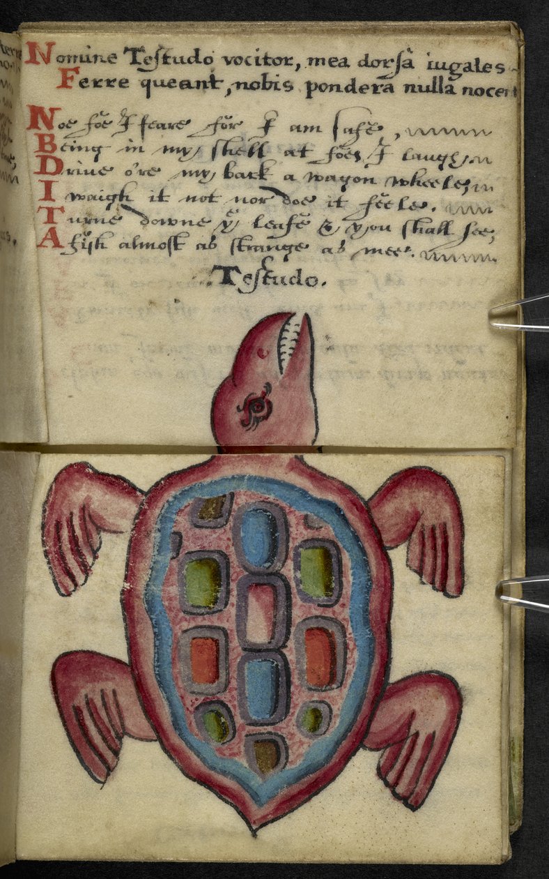 Tilføj MS 57312 f.5 spilbog (blæk og farve på pergament) af English School