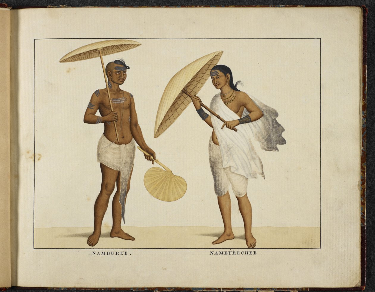 Tilføj eller 1335 Two Kerala Brahmins, ca. 1828 (håndfarvet litho) af English School