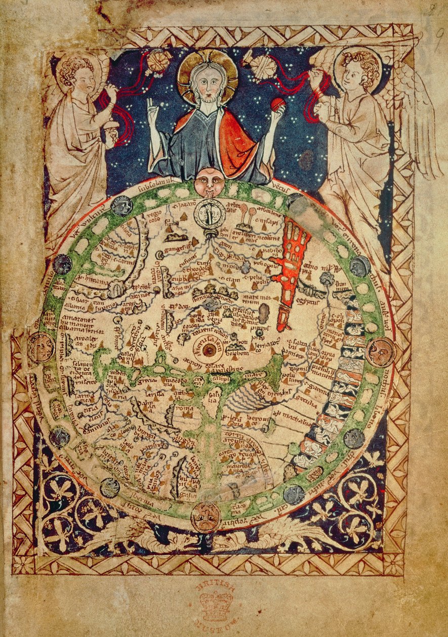 Yderligere Ms 28681, f.9: Verdenskort (vellum) af English School