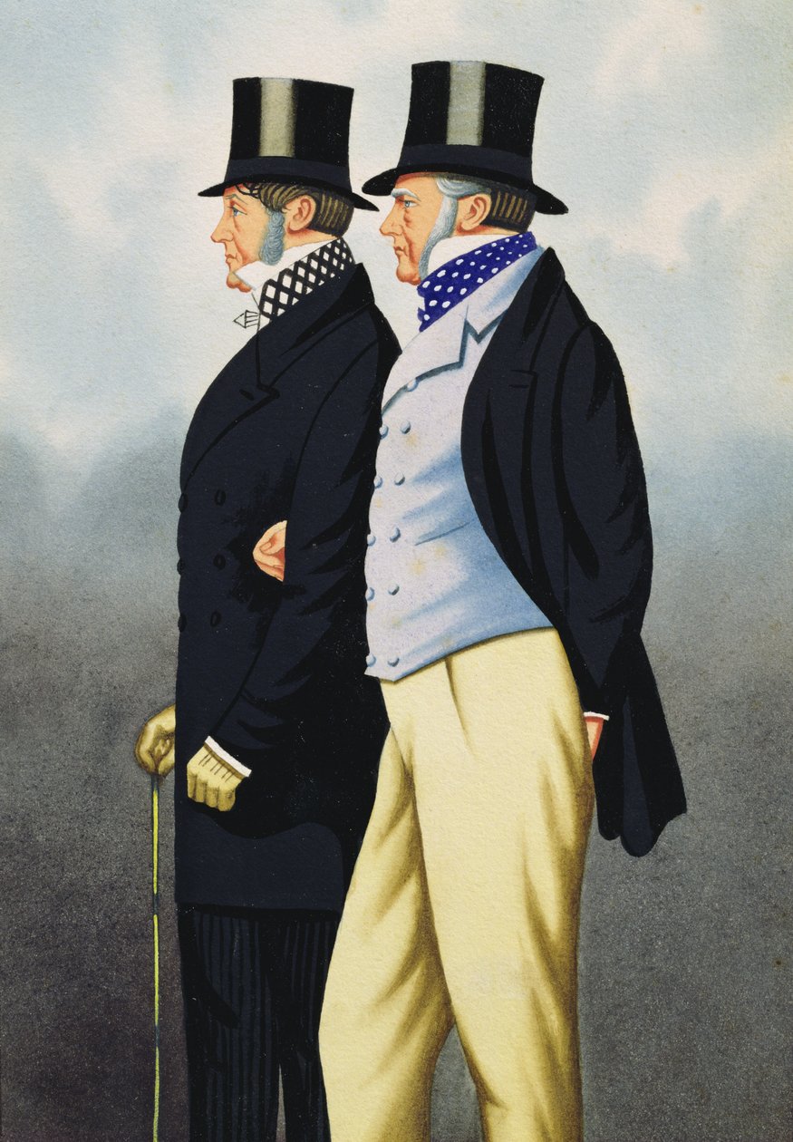 Admiral Henry John Rous (1795-1877) og George Payne (1803-78), Fathers of the Turf (wc på papir) af English School