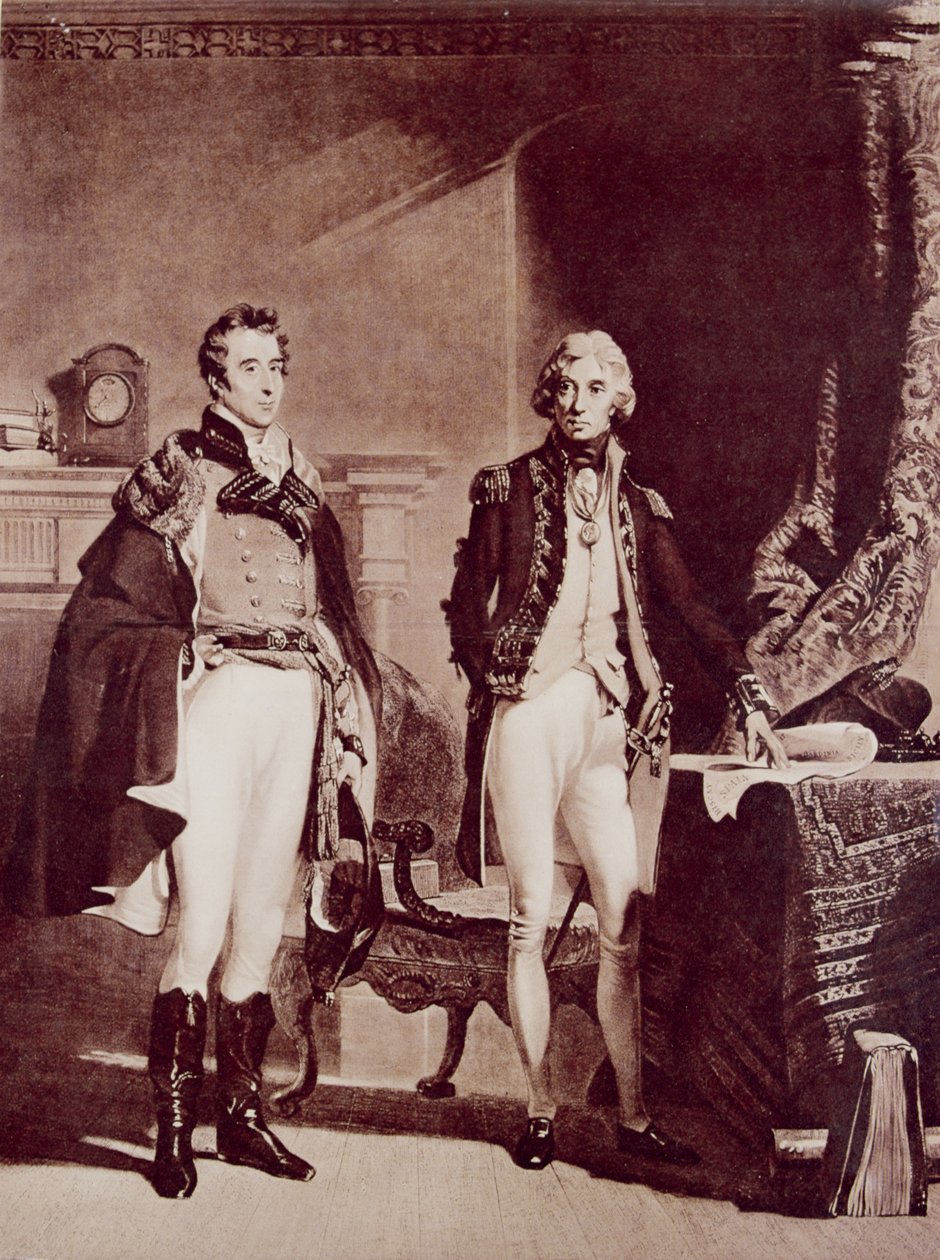 Admiral Nelson (1758-1805) med oberst Sir Arthur Wellesley (1769-1852) hertug af Wellington af English School