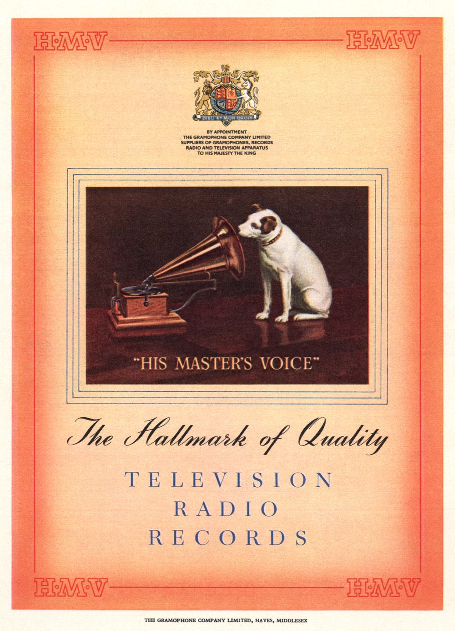 Annonce for His Masters Voice, illustration fra South Bank Exhibition kataloget, Festival of Britain, London, 1951 af English School