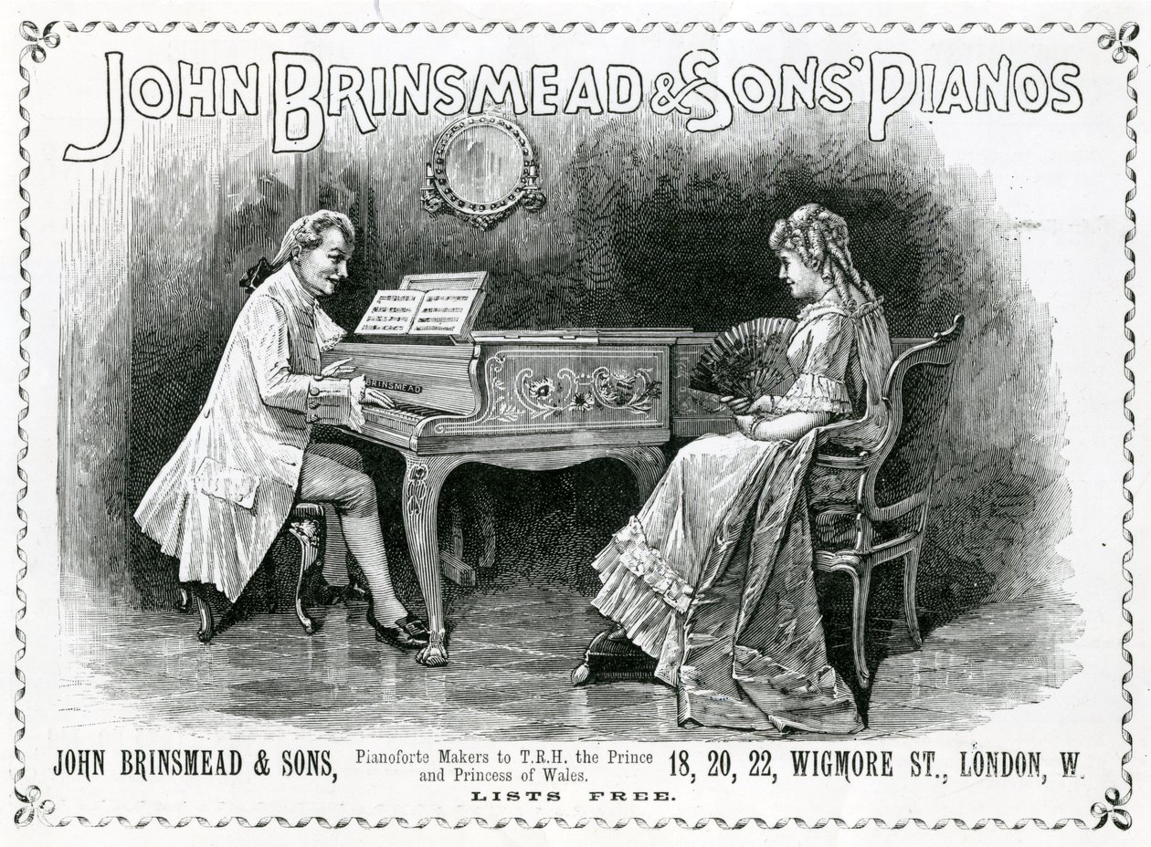 Annonce, John Brinsmead and Sons Pianos, Illustration for The Graphic, 4. juli 1891 (gravering) af English School
