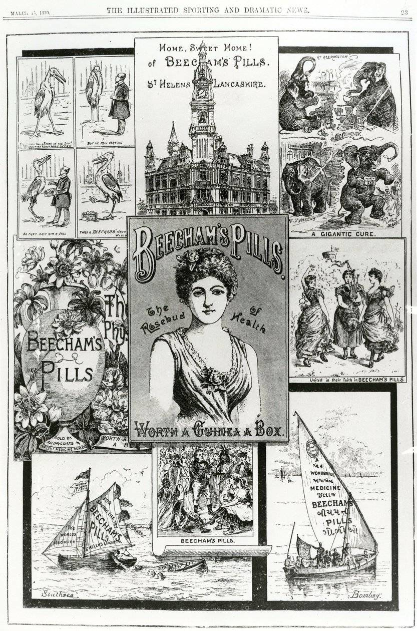 Annonce for Beechams Pills, the Rosebud of Health, 1890 af English School