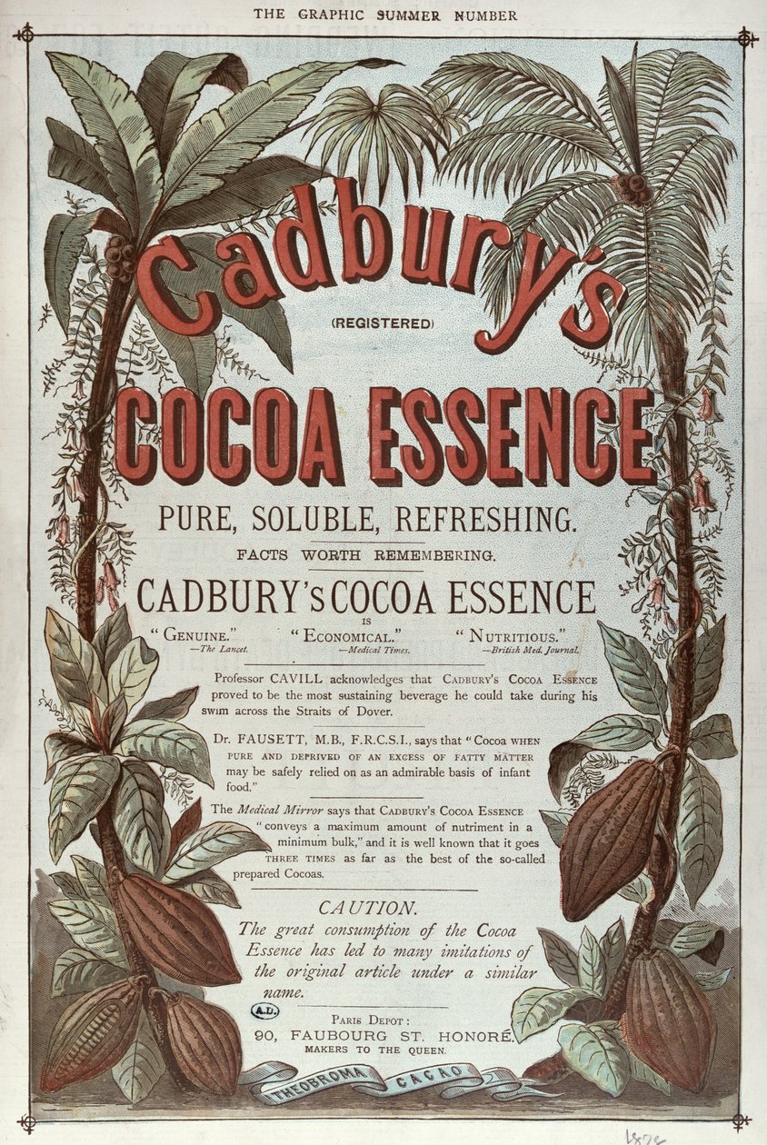 Annonce for Cadburys Cocoa Essence, fra The Graphic, 1878 af English School