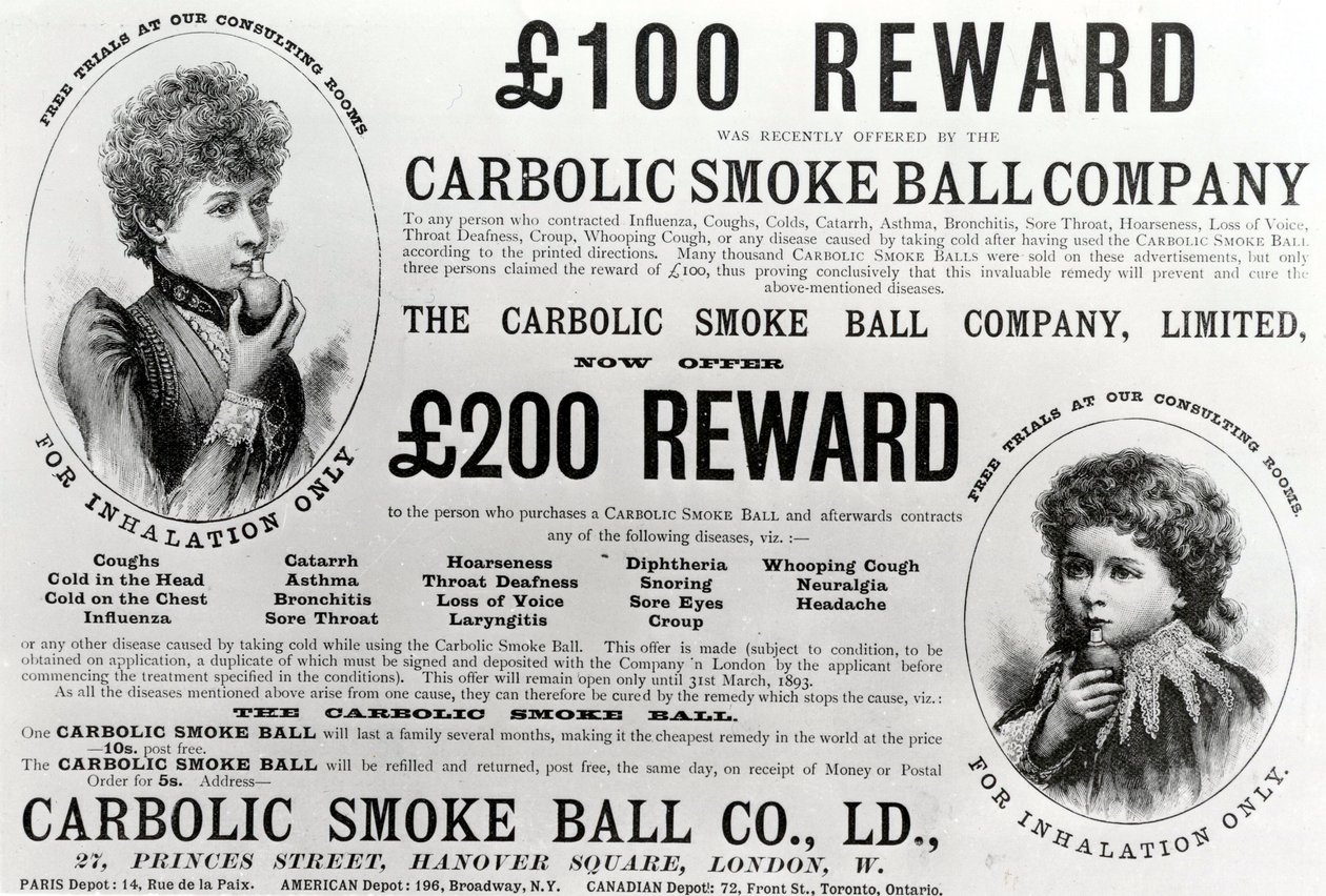 Annonce for Carbolic Smoke Ball Company, 1893 af English School
