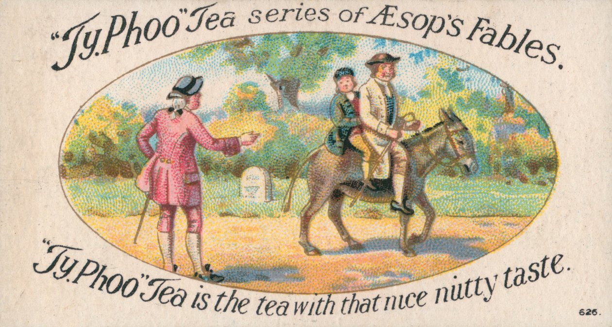 Æsops fabler: Mølleren, hans søn og æslet (chromolitho) af English School