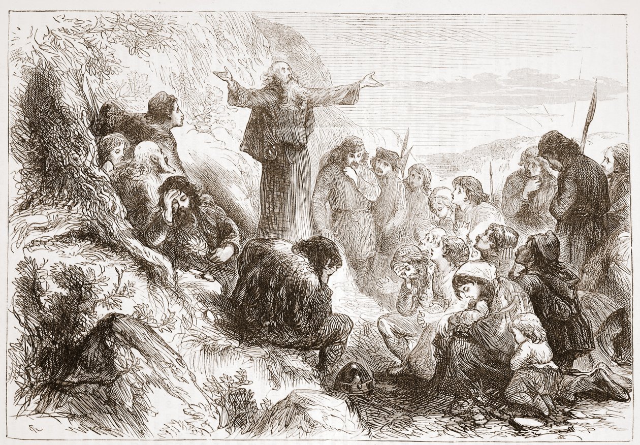 Albigensiske tilbedere ved bredden af Rhone, illustration fra The History of Protestantism af James Aitken Wylie (1808-1890), pub. 1878 af English School