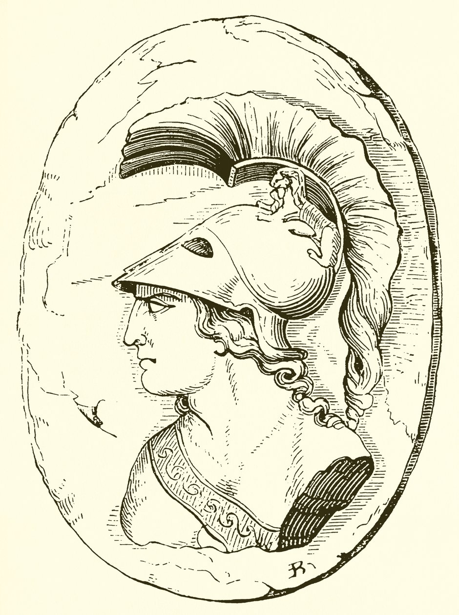Alkibiades, fra en antik skulptur (kobberstik) af English School