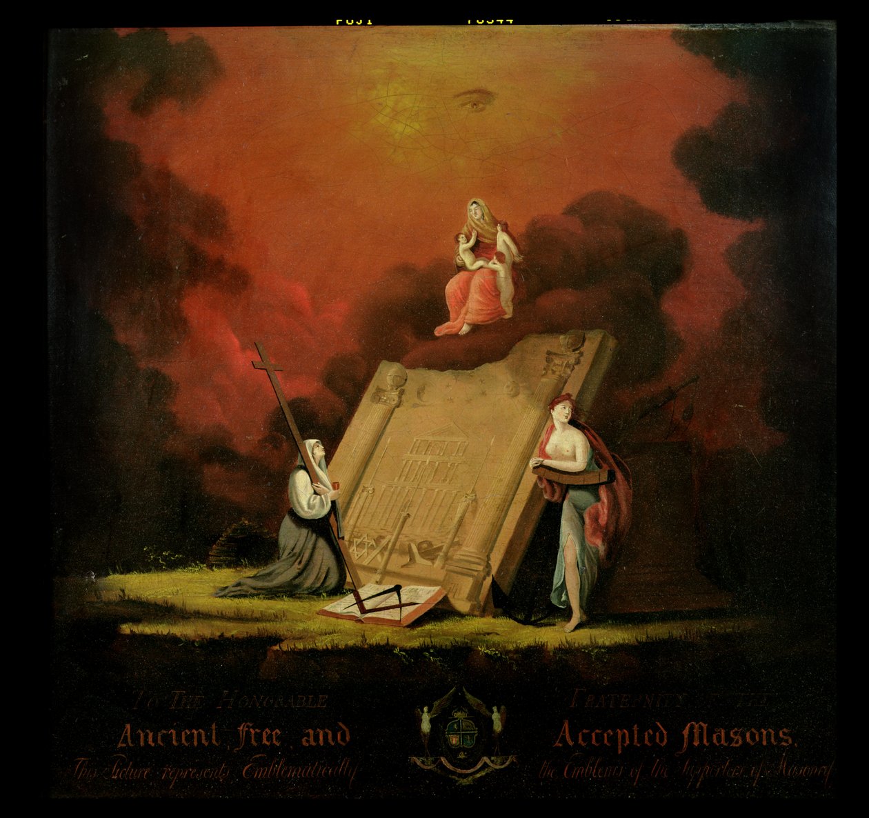 Allegorisk gruppe med frimurersymbolik, 1810 af English School