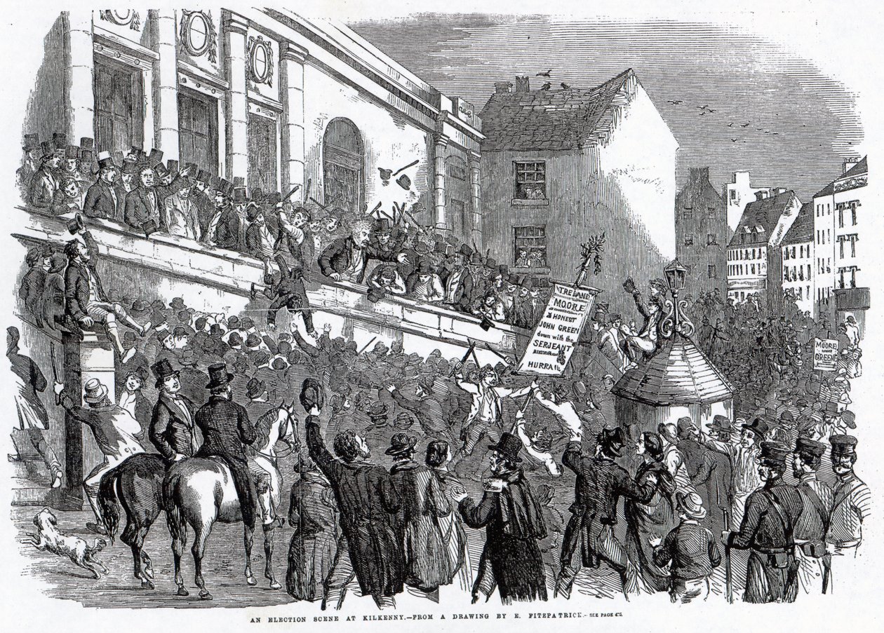 En valgscene i Kilkenny, illustration fra 