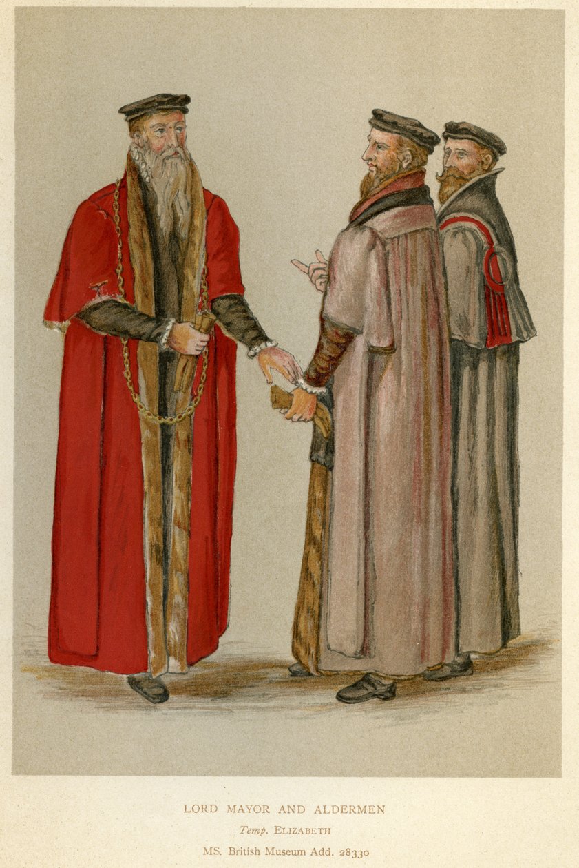 An Elizabethan Lord Mayor and Aldermen, illustration fra 