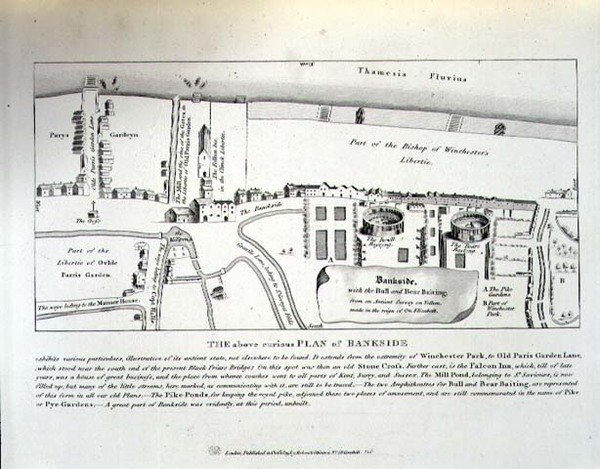 An Elizabethan Plan of Bankside, pub. af Robert Wilkinson af English School