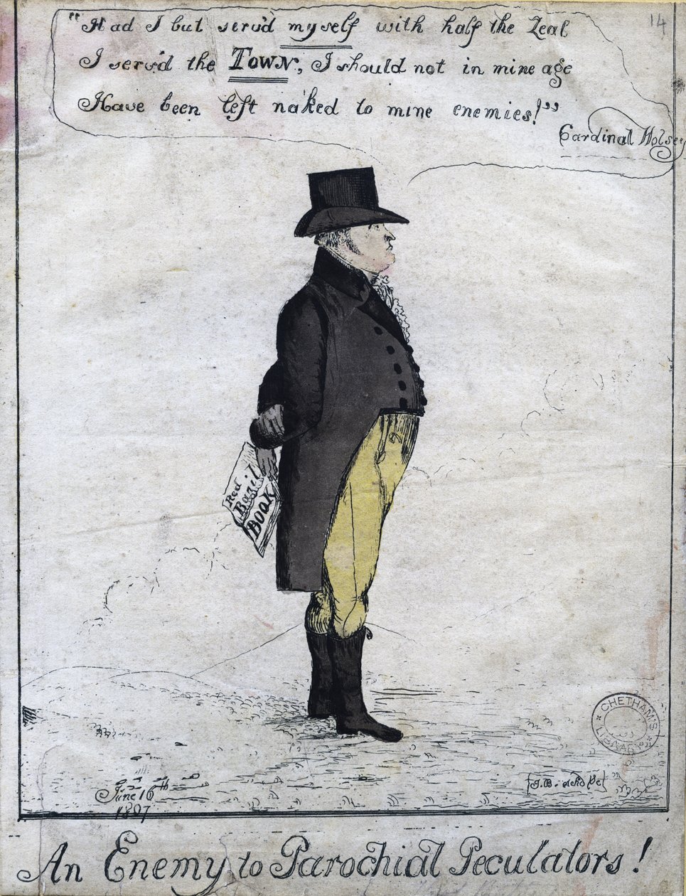 An Enemy to Parochial Peculators!, 1807 (håndfarvet radering) af English School