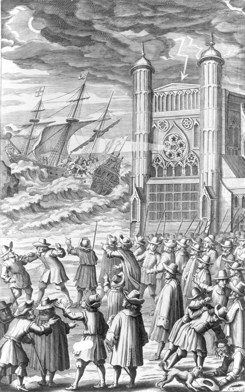 En allegori over begivenhederne omkring kong Charles I i 1649, 1600-tallet af English School