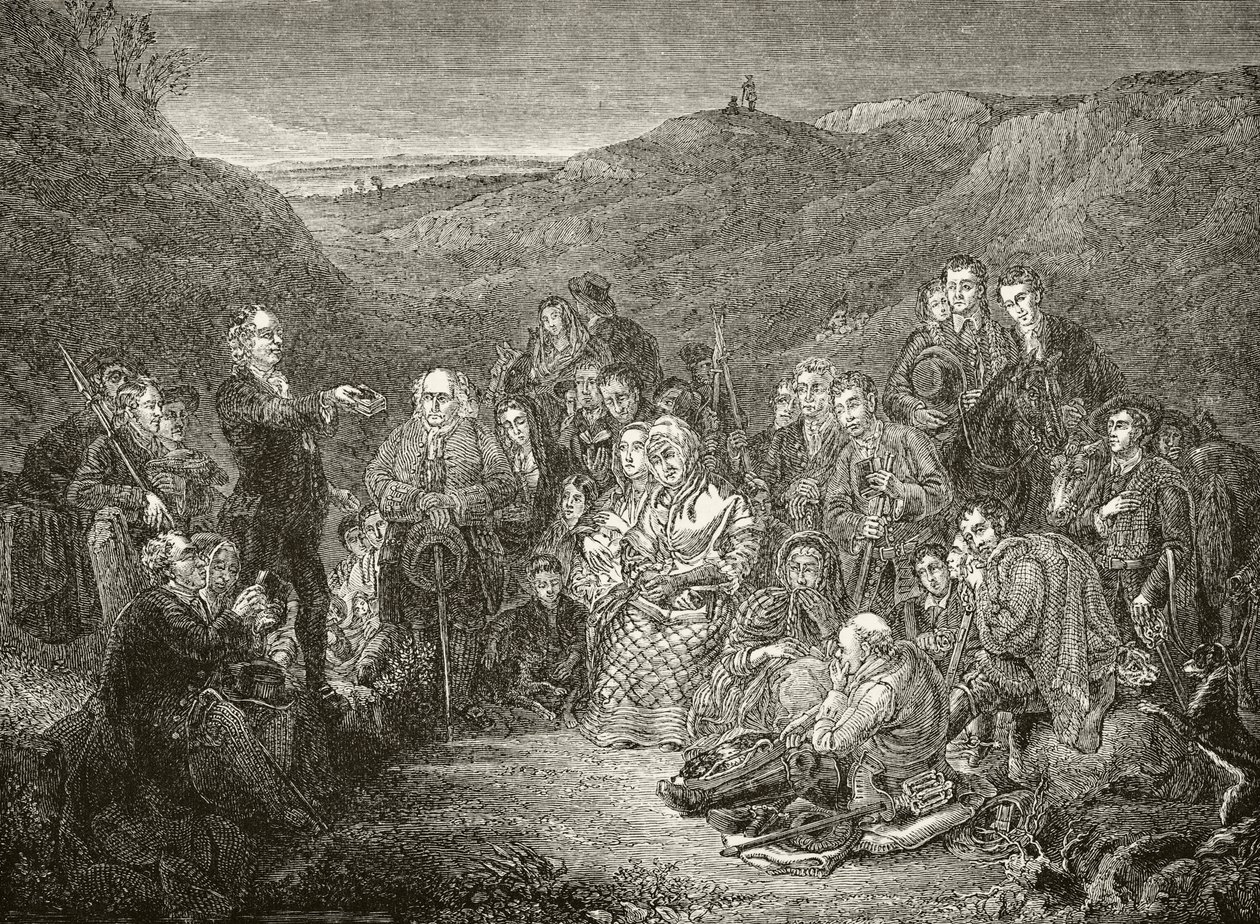 Et friluftsmøde mellem Scottish Covenanters, fra 