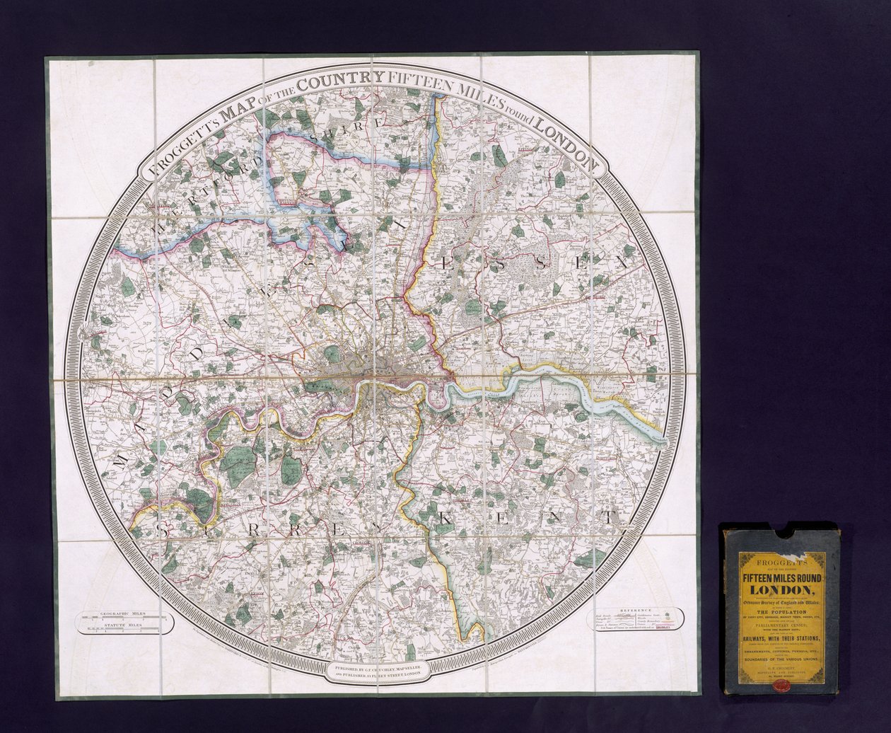 En ordinance undersøgelse af London (farve litho) af English School