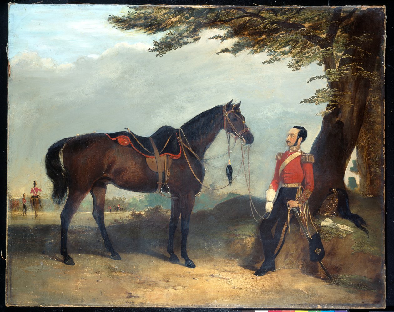 En uidentificeret officer fra 3. regiment af Dragon Guards, ca. 1850 af English School