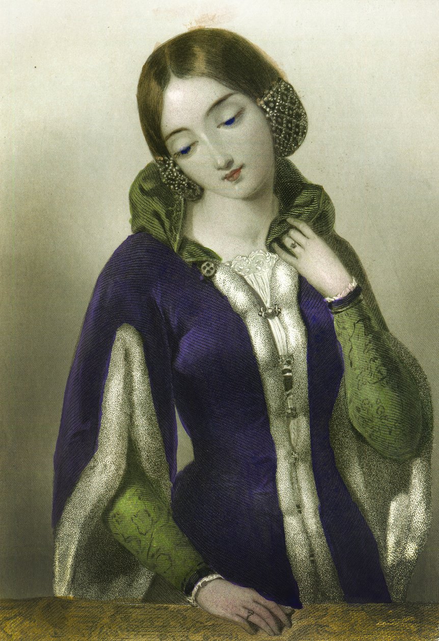 Anne af Bøhmen, dronning til Richard II, trykt af Henry G. Bohn, 1856 af English School
