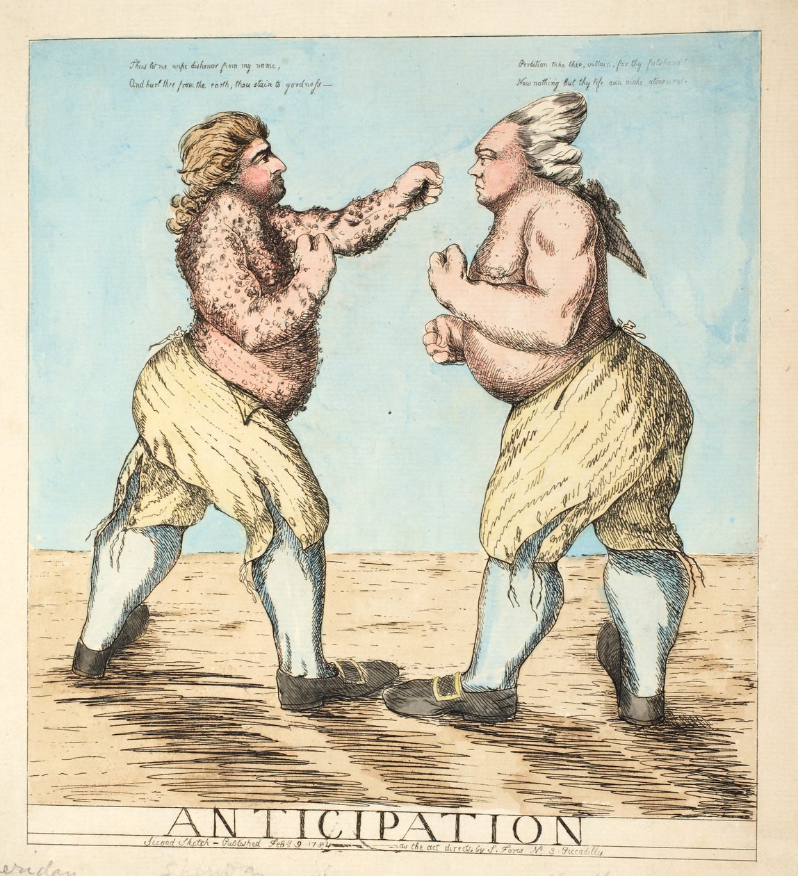 Forventning, pub. 1784 (håndfarvet radering) af English School