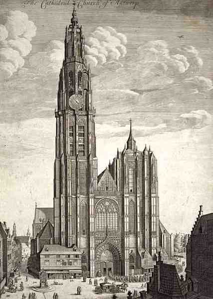Antwerpen katedral (gravering) af English School