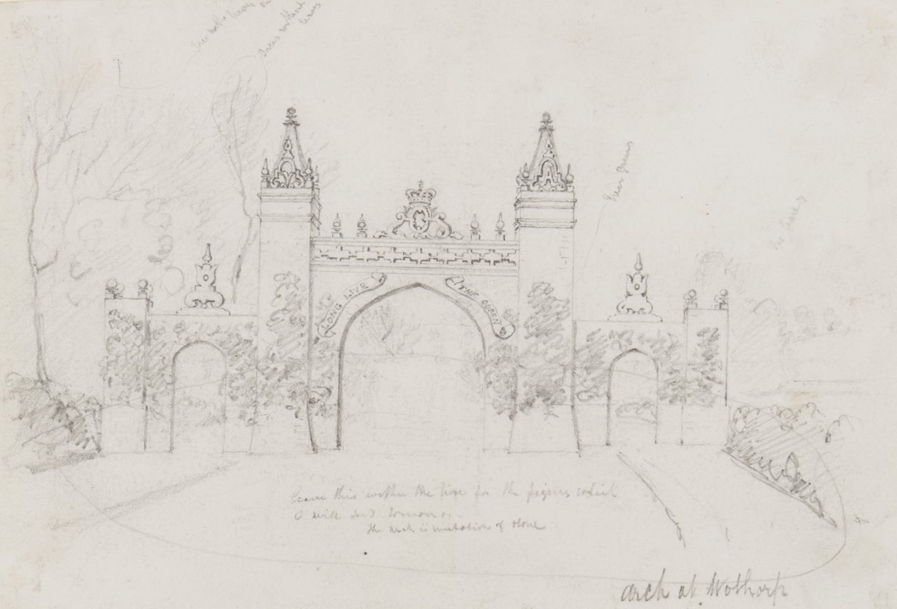 Arch ved Wothorp, Cambridgeshire, opført for at byde dronning Victoria og prins Albert velkommen på vej til Burghley House af English School