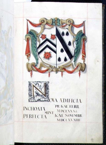 Arkiv 3693 fol.2 Coat of Arms from a New Buildings Benefaction Book, Oxford af English School