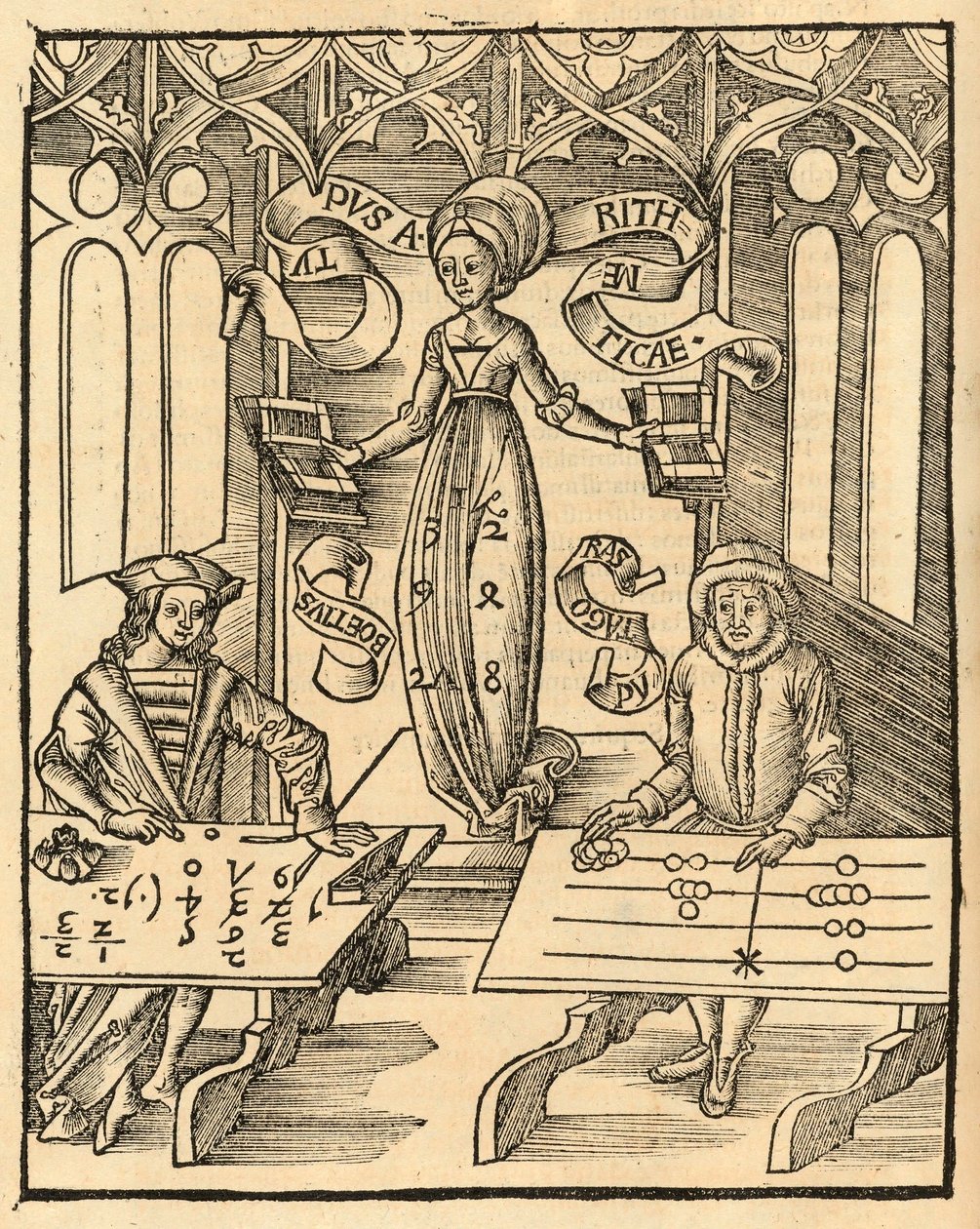Arithmetica from the Margarita Philosophica by Gregor Reischdani af English School