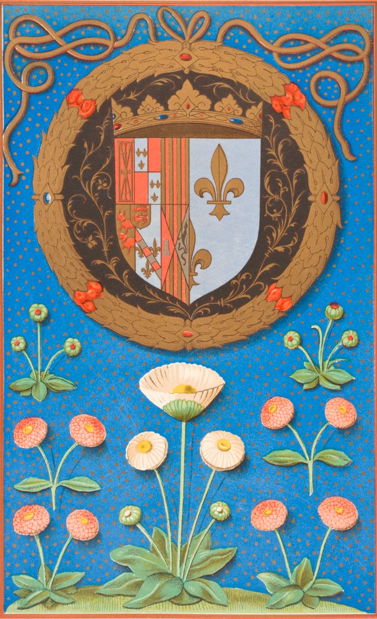 Marguerite Navarres våben og emblematiske anordninger, 1878 af English School