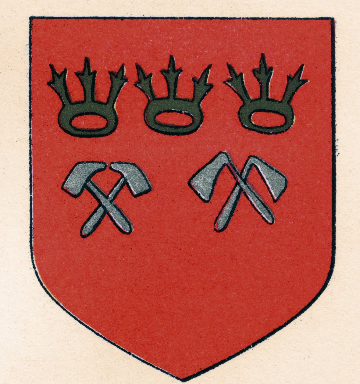 Arms of the Masons of Cologne, fra The History of Freemasonry, bind II, udgivet af Thomas C. Jack, London, 1883 af English School